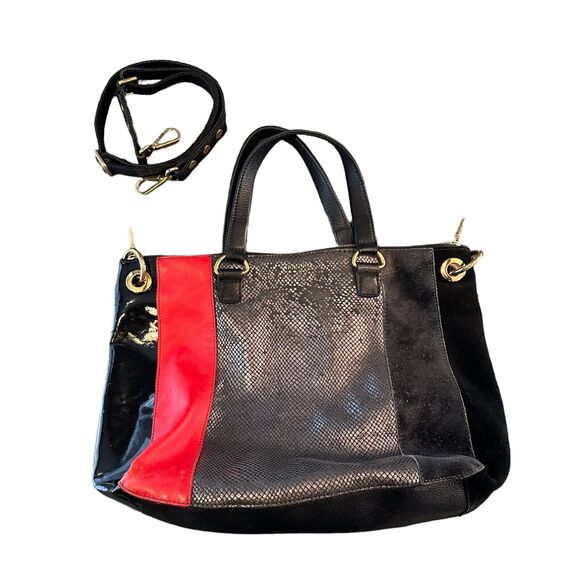 HAMMITT LA Handbag Hobo Tote Gray Black Red Leather Suede Large Purse RARE Style - Picture 2 of 16